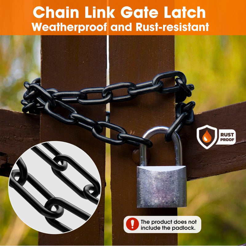 Gate Chain Lock, 23.6 Inch 304 Stainless Steel Chain Fence Gate Latch with Carabiner, Outdoor Hardware Lock Chain for Yards, Pet Cages, Horse Goat Dog Stall Barn and Fence Gates (Black Dia 5mm-2Pcs) Black Dia 5mm-2Pcs
