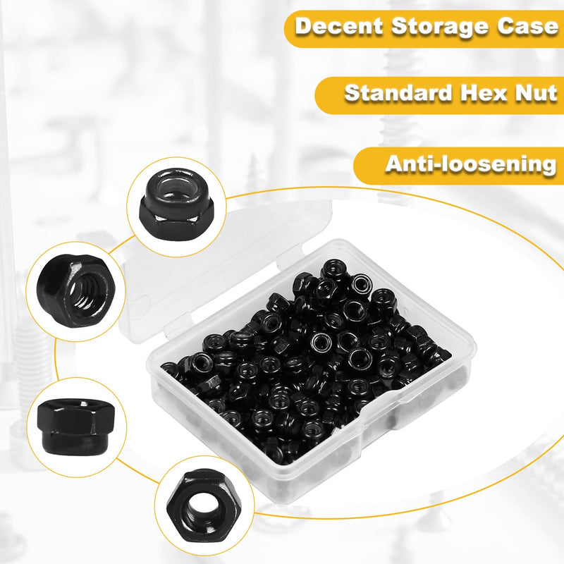 M3 Locknuts 120PCS Metric Nylon Inserted Hex Lock Nuts Self-Lock Nylon Insert M3x0.5mm Carbon Steel Self Locking 5.5mm Hex Nut Driver Tiny Nut for RC Bike Pedals 3D Printer M3