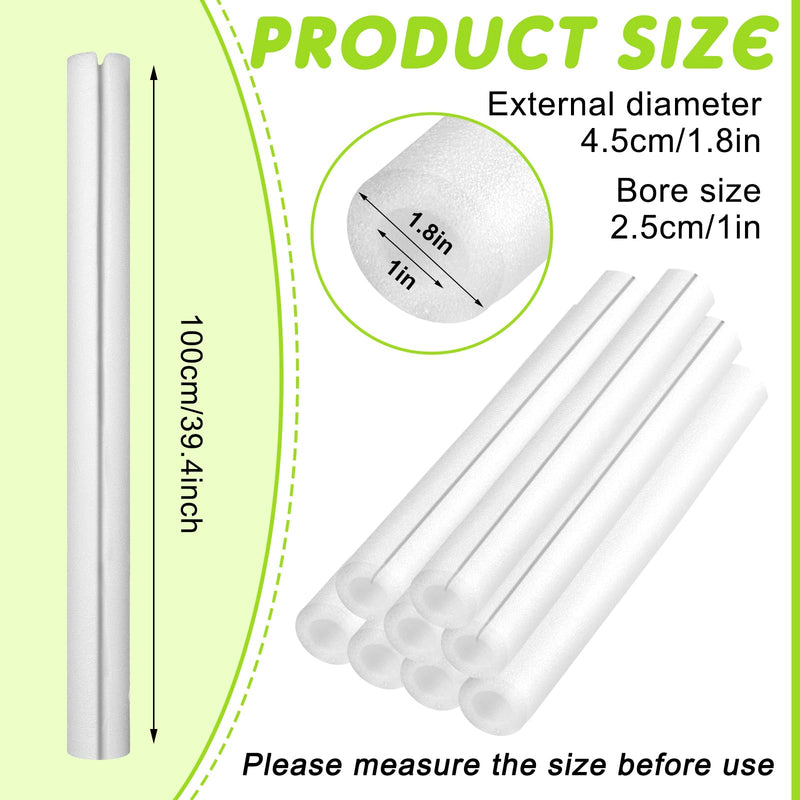 Treela 8 Pieces Clamp Foam Tube 40 Inch Length 1 Inch Id1.8 Inch OD Pre Cut Tube Cover Foam Pipe Insulation Clamp on Foam Noodles for Padding or Bumper Corner Edge Protection(White) White