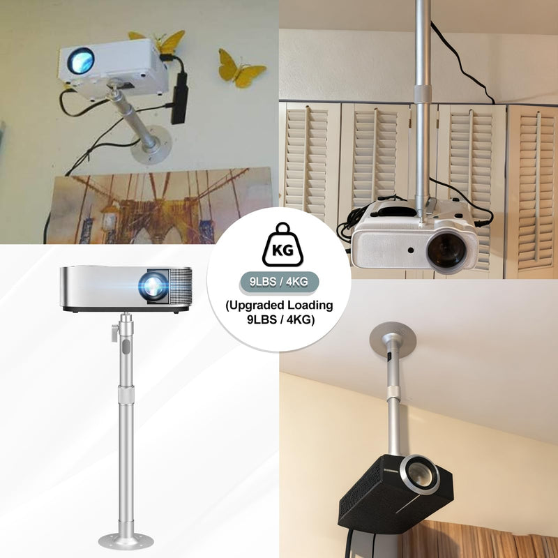 2 Be Best Upgraded Long Projector Mount, Universal Extendable Projector Ceiling Mount Projectors Wall Mount 23-42 IN / 58-105 CM 360° Adjustable Sliver High Profile Projectors Mount Silver High End