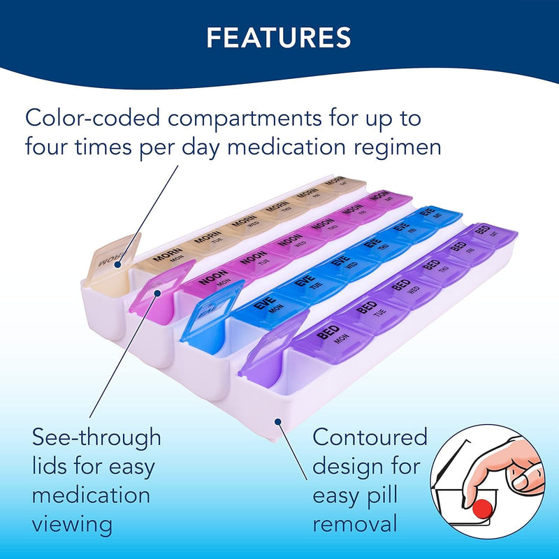Apex 7-day Mediplanner Medicine Pill Organizer with Ultra Pill Cutter & Splitter with Retracting Blade Guard, Vitamin Organizer, Medication Travel Case and Medicine Splitter for Medication Management