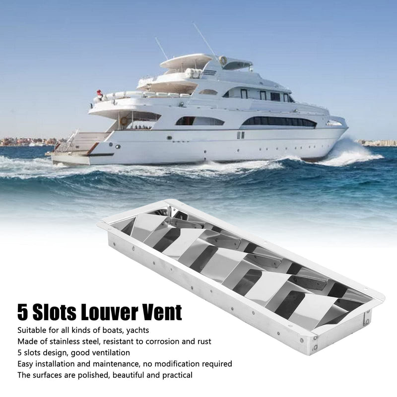 5 Slots Boat Loered Vent, Stainless Steel Louvered Ventilators, Marine Yacht Grille Ventilators Cover for Yachts