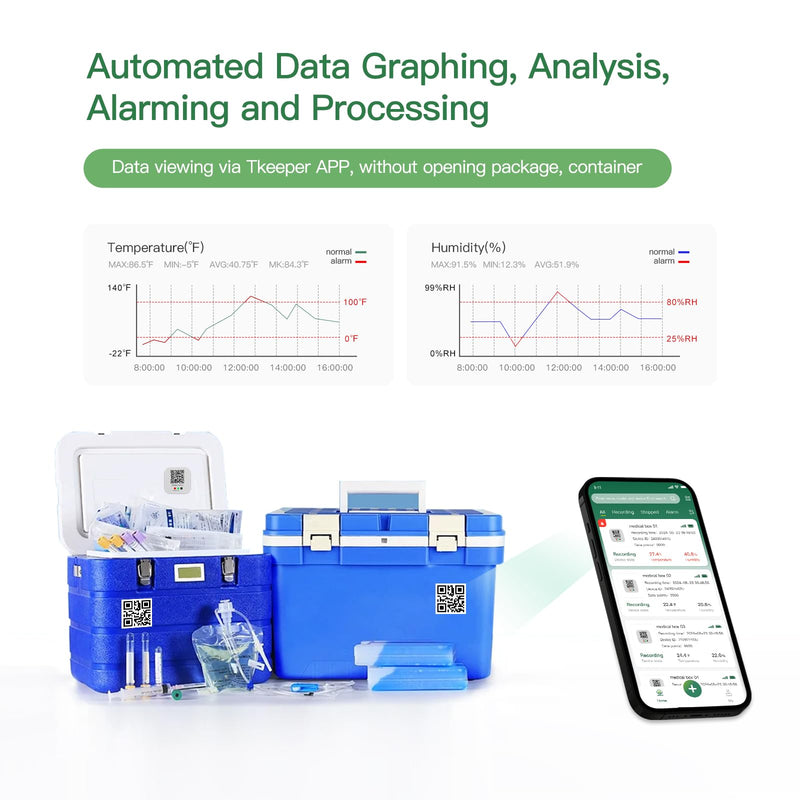 Freshliance Bluetooth Temperature Humidity Data Logger Hygrometer Thermometer with LED Display, Automated Data Graphing Analysis and Multi-user Data Sharing, Location Information via APP BlueTag TH100 Temperature and Humidity 2