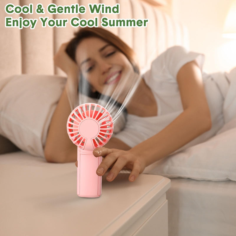 12 Pcs Mini Portable Fan Handheld Battery Operated Portable Small Personal Fans for Summer Beach Indoor Outdoor Travel Cooling Gift (Green,Pink,White) Green, Pink, White 12