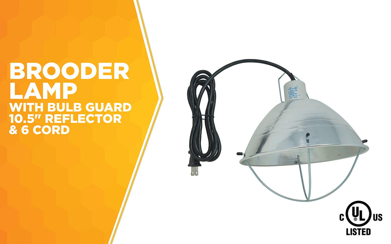 Woods 0165 Brooder Lamp with Bulb Guard;10.5 Inch Reflector and 6 Foot Cord (250 Watt; 18/2 SJTW); 0