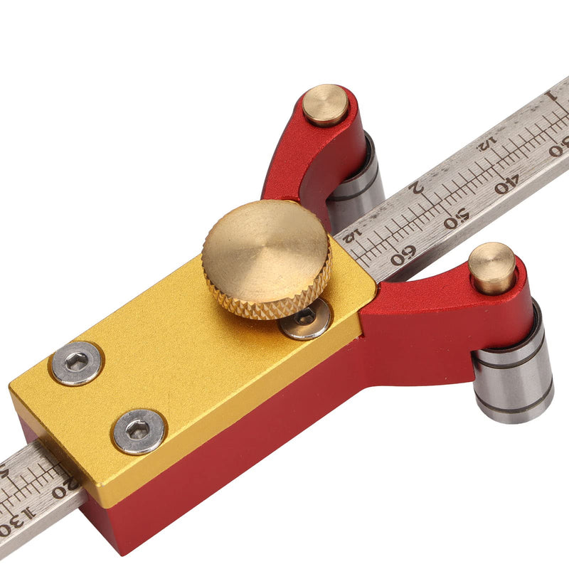 Hyuduo 3-in-1 Woodworking Scribe RulerAluminum Alloy Layout Tool with Metric/Imperial Scale for Straight Line, Parallel Line Arc Line Marking