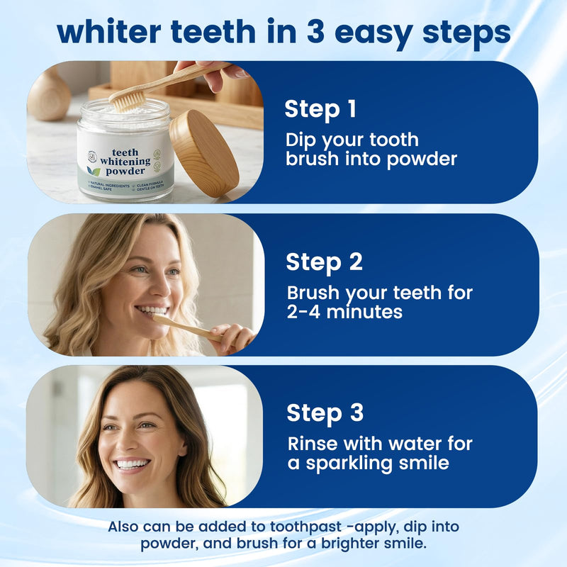 Teeth Whitening Powder for Tooth Care, Peroxide-Free Whitening Tooth Powder with Nano Hydroxyapatite & Enzymes, 50 Gram (1) 1