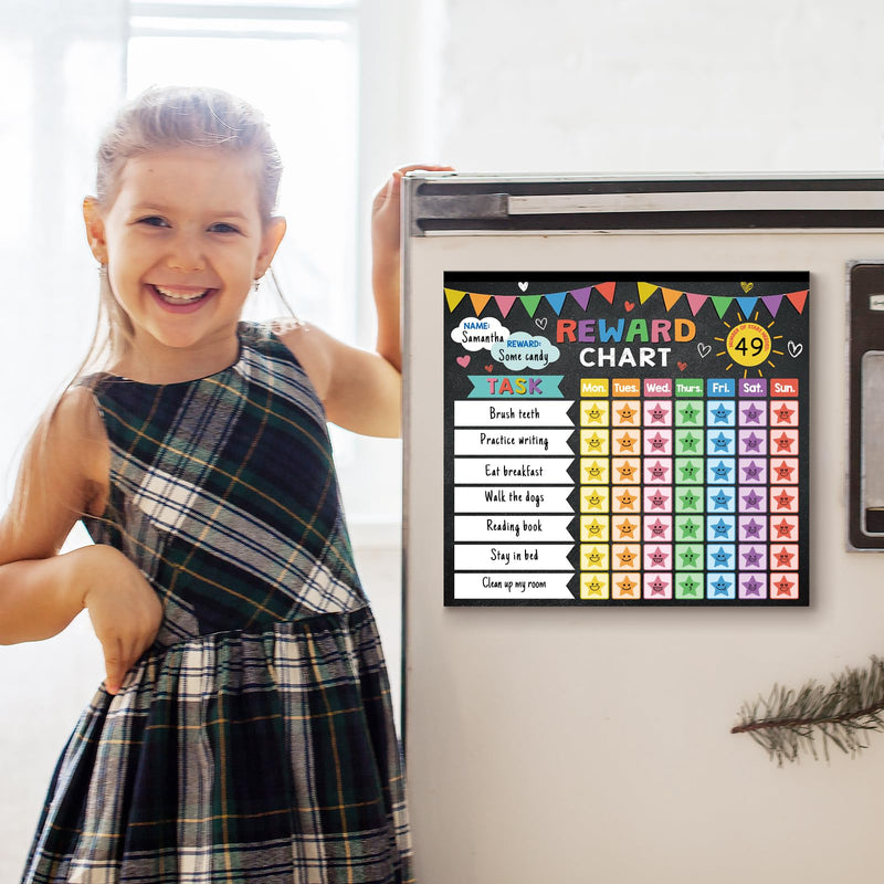 Reward Chart for Kids,Magnetic Behavior Chore Chart for Kids at Home,26 Black Chore Charts,1960 Star Stickers,56 Reward Stickers,Incentive Chore Chart to Develop Responsibility and Good Habits Black Banner