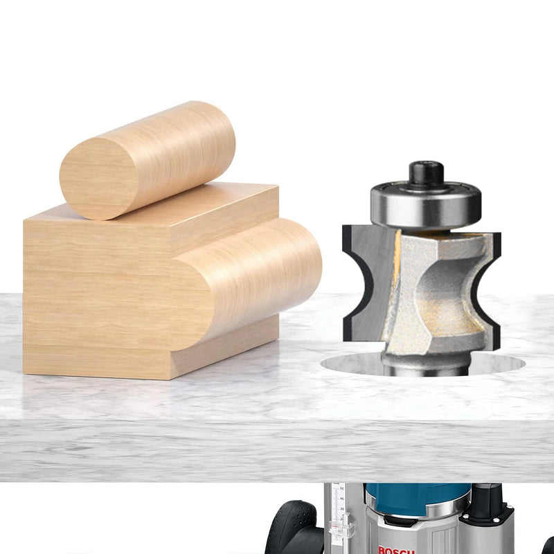 HUHAO Bullnose Beading Router Bits with 1/2-Inch Shank Carbide-Tipped Corner Beading Bits Set Radius:3/16" 1/2*3/16