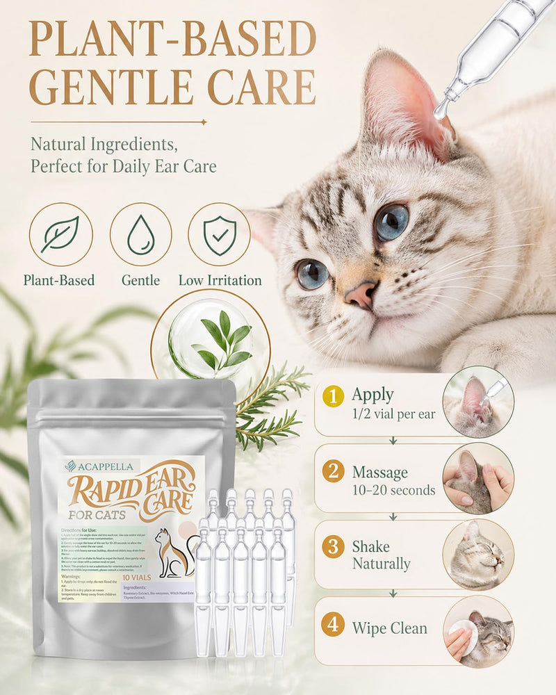 ACAPPELLA Cats Ear Cleaner Solution Drops - 10 Count