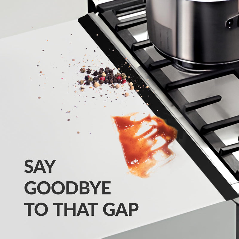 Stainless Steel Stove Gap Covers 13.8~27.5 Inch Retractable, Range Trim Kit Between Stove Top and Counter Heat Resistant & Easy to Clean Oven Gap Filler by BOGDA (2 Packs) Black