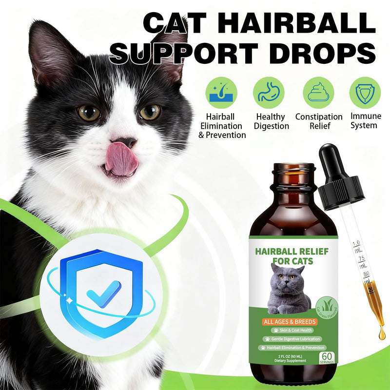 Hairball Treatment for Cats - Cat Hairball Remedy - Supports Skin & Coat, Digestion, Cat Furball Treatment, Helps Eliminate and Prevent Hairballs for Indoor Cats and Kittens(Cat Grass Flavor) Cat Grass