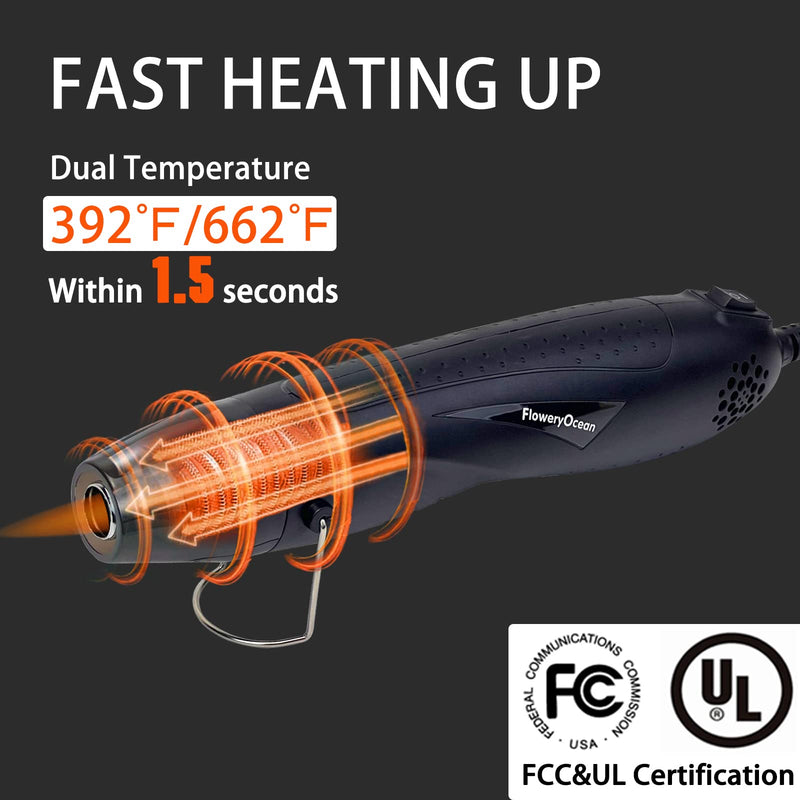 Heat Shrink Tubing Kit-350W Mini Heat Gun+4:1 Ratio Adhesive Lined,Marine Grade Shrink Tubes 195 PCS+Reflector Nozzle+Self Adhesive & Fastening Cable Ties - Wrapping Shrink Tube,Wire,Cable Mini Heat Gun + Heat Shrink Tubing Kit 350-black 1 - NewNest Australia
