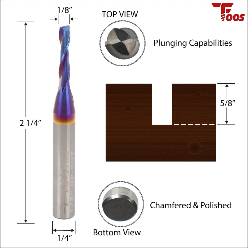 FOOS Nano - UP Cut Spiral Router Bit Set - Solid Carbide - 1/4” Shanks - Veteran Owned (Set 1/8" 3/16" 1/4") Set 1/8" 3/16" 1/4"