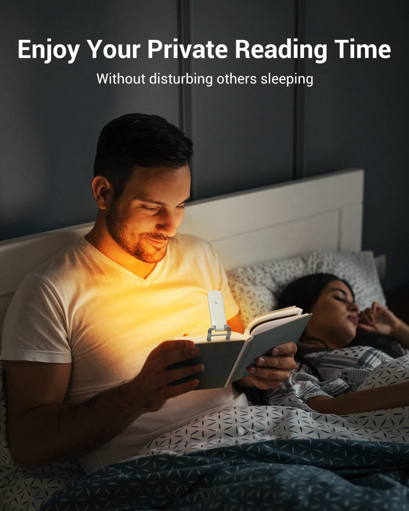 DEWENWILS Book Reading Light, Rechargeable Booklight for Reading at Night, Clip on LED Book for Kids, Bookworms, Blue Light Blocking, 4 Brightness Adjustable for Eye Care (White) White