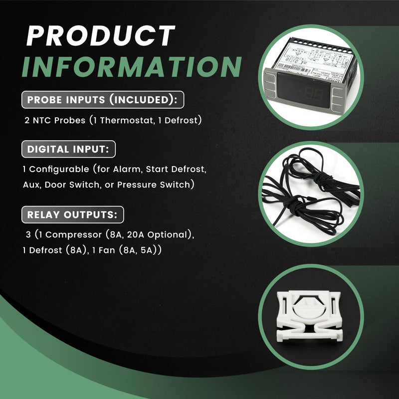 for Dixell XR06CX-4N1F1 Temperature Controller Fit 120V 50-60hz Commercial Refrigerators/Freezer #Replace for Dixell Programmable Temperature Controller with Temperature Sensing Probe