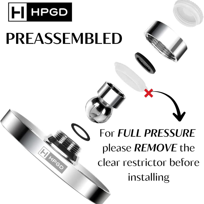 Shower Head - High Pressure Rain, 6-Inch Round, Luxury Chrome Finish, Universal Shower Head Replacement, Premium Quality Anti-Clogging Nozzles, Tool-Free Minute Installation (Chrome)