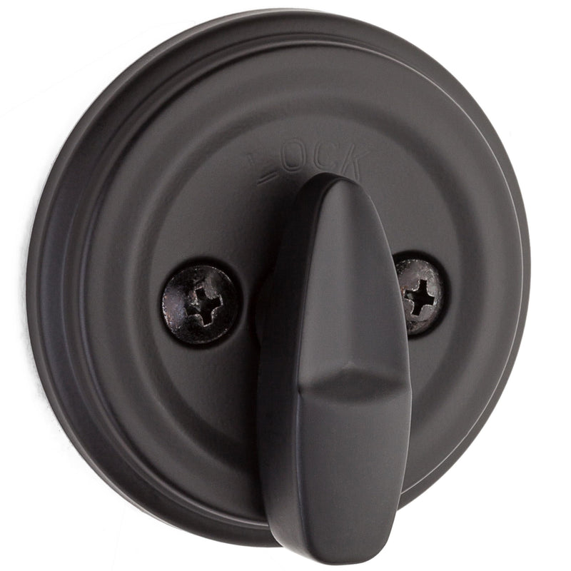 Kwikset 980 Deadbolt Lock, Matte Black Round Exterior Keyed Front Entry Door, Pick Resistant SmartKey Rekey Security, Single Cylinder Dead Bolt, with Microban Protection New