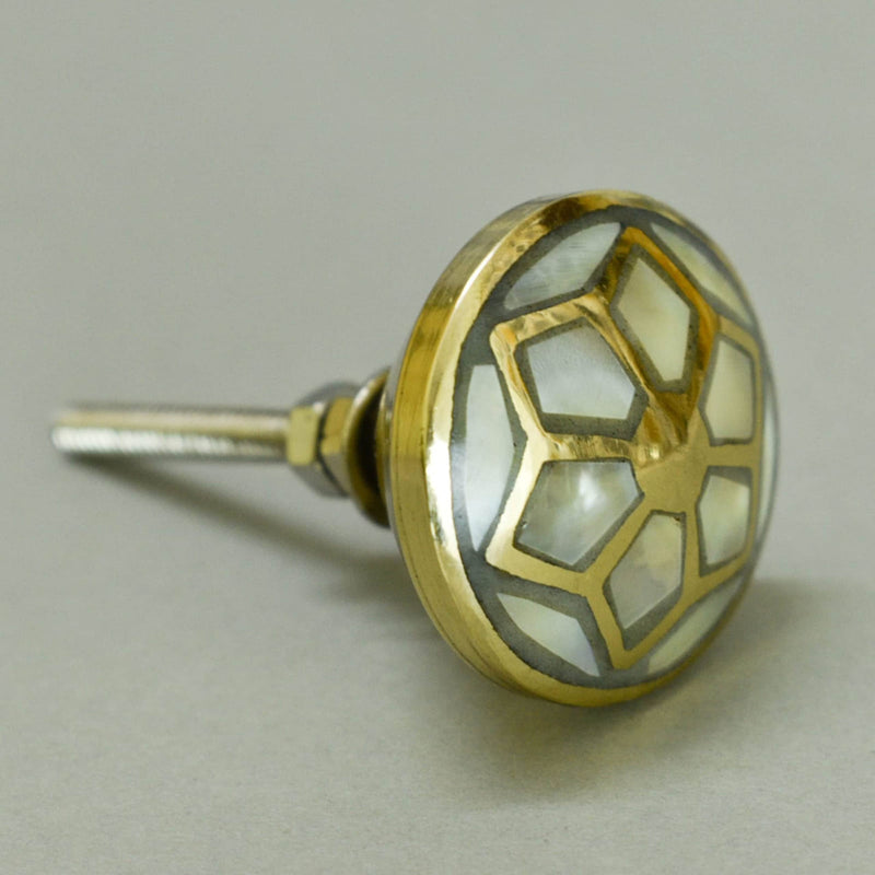 Mother of Pearl Dresser Pull Knob - Gold Contemporary Cabinet Hardware, Brass Knobs and Pulls, Kitchen Cupboard Glass Door Wardrobe and Drawers Pull (Desugn 4), Set-6 design 2