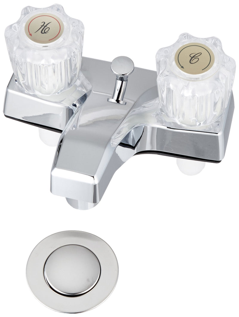 EZ-FLO Non-Metallic Two-Handle Lavatory Faucet, Bathroom Sink Faucet with Washerless Cartridge, Chrome Finish, 10256N ABS Pop-up Included