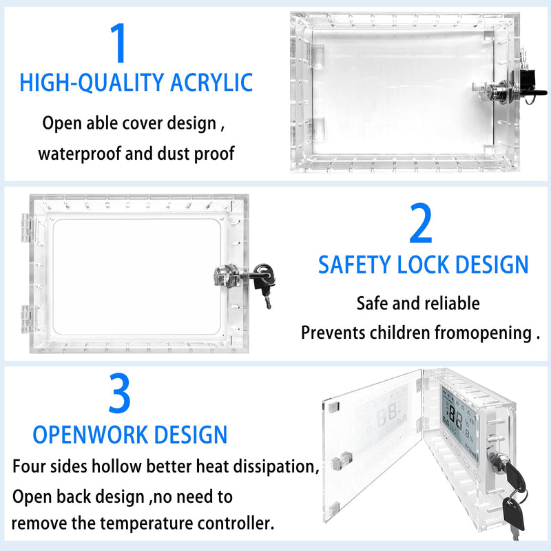 Universal Thermostat Lock Box with Key,Clear Large Thermostat Guard for Thermostat on Wall,Thermostat Guard,Thermostat Cover Fits Thermostats 6.5" H x 4.72" W x 1.97" D or Smaller (1 Set) A-2 key lock