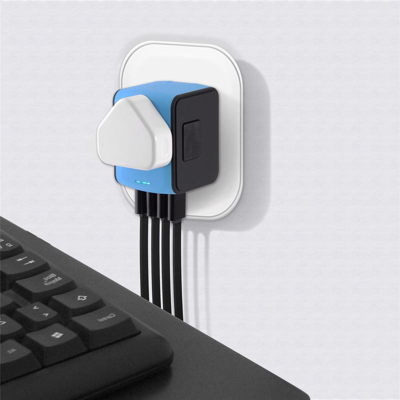 International Travel Adapter Universal Power Adapter Worldwide All in One 4 USB Perfect for European US, EU, UK, AU 160 Countries (Blue) Blue-N - NewNest Australia