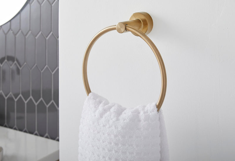 Gerber Parma Wall Mounted Towel Holder, Modern Style Round Towel Holder Ring for Bathroom (Brushed Bronze) Brushed Bronze