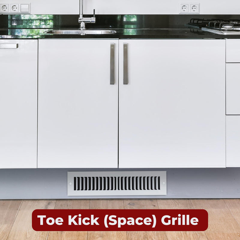 Fits 2x14 Duct Opening | Toe Kick Vent Cover by Handua | Cabinet Toe Kick Space Register Grille | HVAC Toe Space Vent Cover | Outer Dimensions: 3 3/8" X 15 3/8" | Off White 2" X 14" Duct Size Off-White
