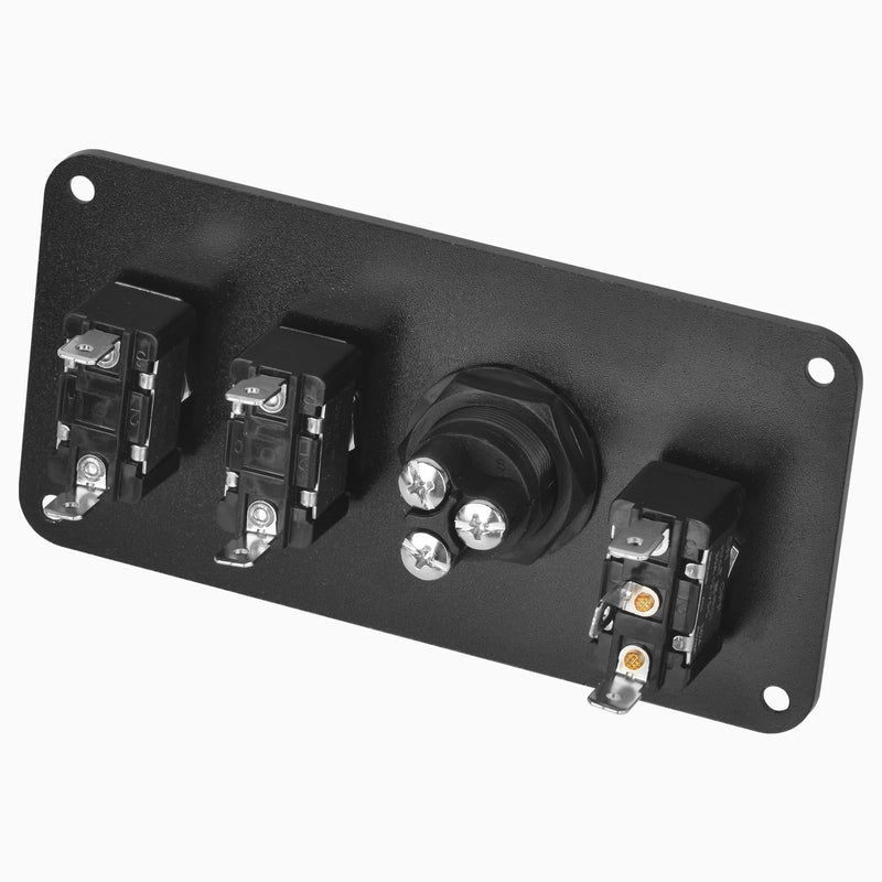 4-in-1 Ignition Switch Panel Includes Push-Button Start, Toggle Switch, and LED Indicator Lights DC 12V 20A Racing Switch Panel Push-Button Ignition Kit Suitable for RVs, Trucks, Cars, Boats