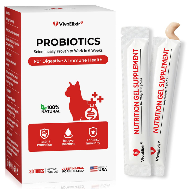 Probiotics for Cats & Digestive Support Gel – Cat Probiotic with Prebiotics, Taurine & Papain – Supports Gut Balance, Digestive Support & Immune Health – for Kittens & Adult Cats, Constipation Relief