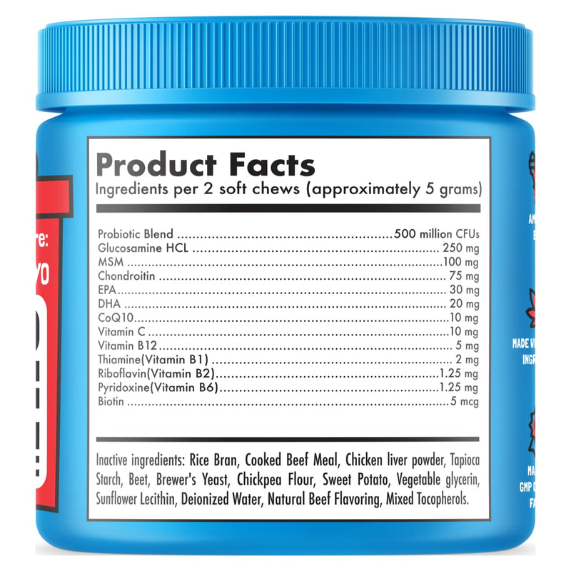 LEGITPET Dog Vitamins - 30 Multivitamins Chews w/Glucosamine Chondroitin, Probiotics Digestive Enzymes and Omegas - Supplement for Overall Health - Joint Support, Immune Health, Skin and Heart Health Multivitamin