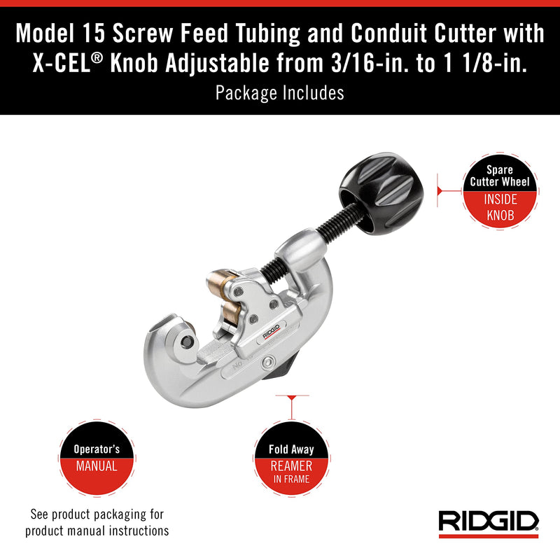 Ridgid 32920 model 15 Screw Feed Tubing Cutter, 3/16" To 1-1/8" Tube Cutter Small