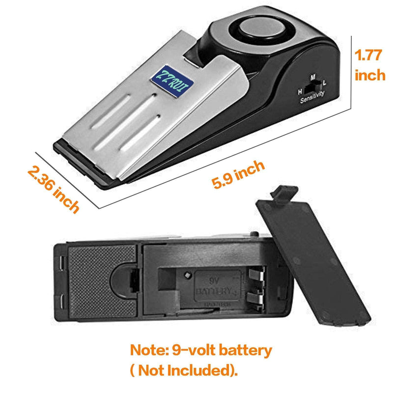 ZZRUI Upgraded Door Stopper Security Alarm,Portable 120 Loud Entrance Alert Door Stop Alarm for Travel Home Apartment House(2 Pack) 2 Pack