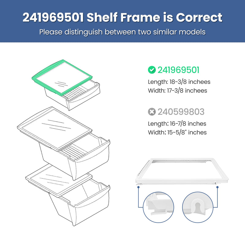 241969501 Refrigerator Shelf Frame Replacement for Frigi-daire Refrigerator FGHS2631PF4A FFSS2615TE0 FFSS2615TS0 LFSS2612TE0 LFSS2612TF0 Shelf Frame Without Glass by Fetechmate - Thick ABS Food-Grade