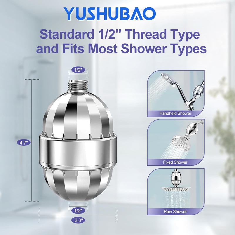 Shower Filter for Hard Water, Water Softener Showerhead Filter, Removes Chlorine and Heavy Metals, Reduces Dry Itchy Skin