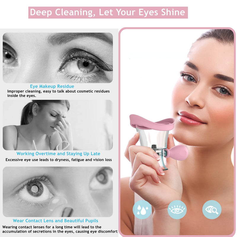 Eye Wash Cup Portable Eye Cleaner Kit Silicone Manual Air Pressure Eye Flush Rinse Cups with Storage Container Eye Washer Bath Kit Cleaning Makeup Dust Irritants Soothing Eyes(Light Pink) Light Pink