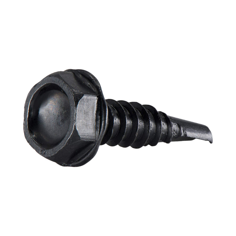 #8 x 1 in. Black Exterior Self Drilling Screws, Hex Washer Head (50 pcs) by Makers Bolt #8 x 1" (50 pcs)