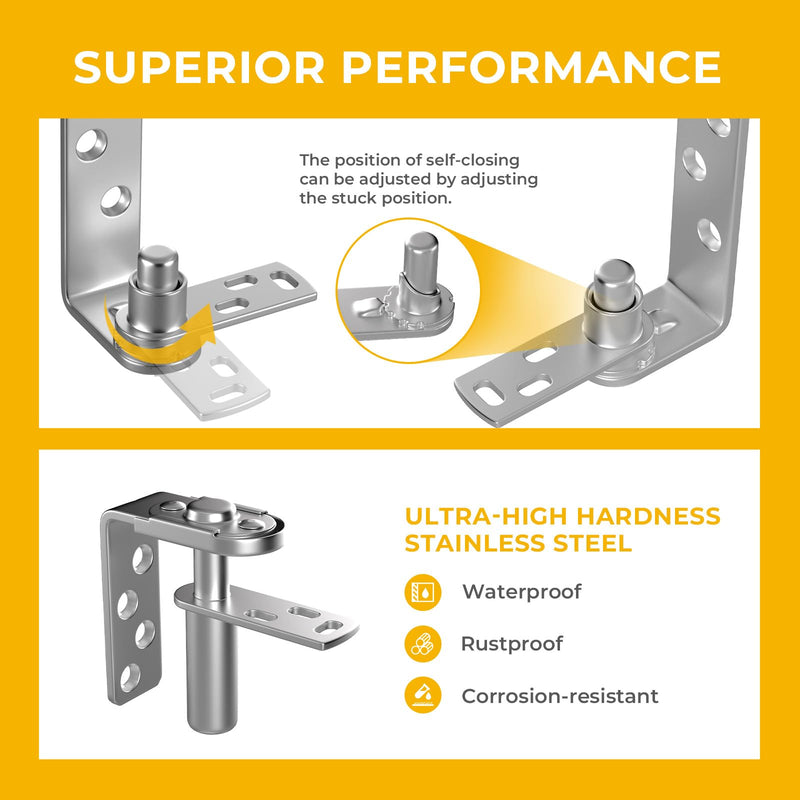 goldenwarm Self-Return Saloon Door Hinges, 1 Set – 304 Stainless Steel Double Action Swinging Hinges, Self-Closing for Café, Louvre, and Swinging Doors