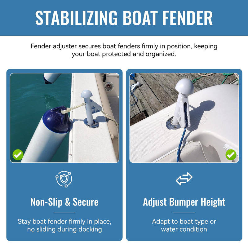Boat Fender Rod Holder, Boat Bumper Holder, Fender Adjuster Hanger Versatile Docking Tool, Doubles as Boarding Exiting Handle, Boat Fender Accessories (2 Pack)