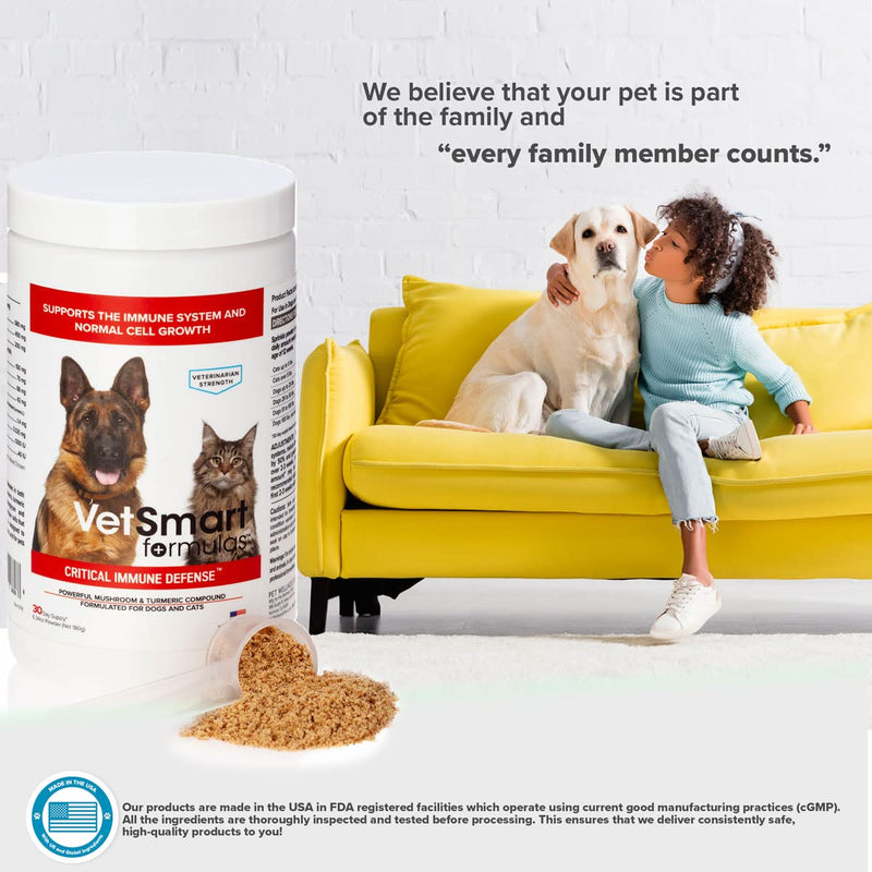 Critical Immune Defense for Dogs & Cats; Supports Normal Cell Growth - Turkey Tail, Reishi, Shiitake and Maitake Mushroom Formula with Patented White Turmeric Root Extract Pack of 1 - PawsPlanet Australia