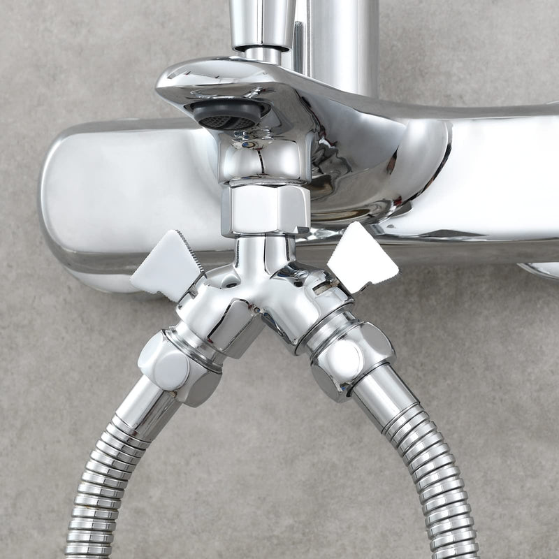Tecmolog Brass Shower Splitter 2 Way Shower Arm Diverter with Shut Off Valve G 1/2 for Shower Head Chrome, DSF017