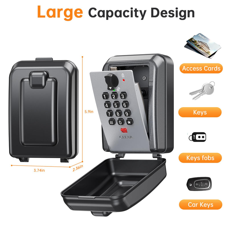Key Lock Box,Customizable 12-Digit Combination,LockBox for Keys with Resttable Code,Large Capacity & Weatherproof Outside,hide a key Outdoor,Spare Key Wall Safe Storage for Home,Office,Garage Large MG8109