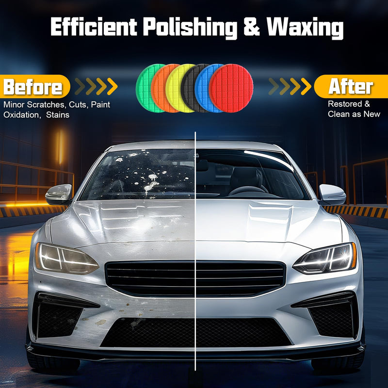 6 Inch Buffing Polishing Pads, 3Pcs Blue Polishing Pad High-Density Buffing Sponge Pads 6.5 Inch Face for 6 Inch 150mm Backing Plate for Car Buffer Polisher Compounding, Polishing & Waxing 6.5 - Inch