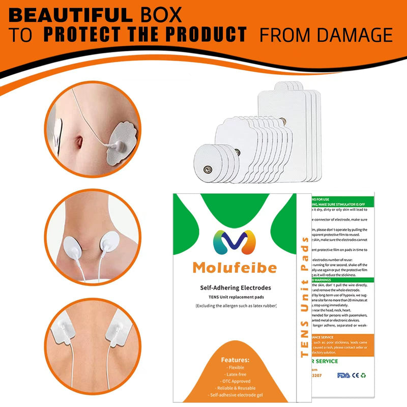 TENS Unit Electrode Pads 20pcs 3.5mm Tens Unit Muscle Stimulator TENS Unit Pads Replacement Pads Snap Stim Pads TENS Unit Pads Snap on Connector for NURSAL AUVON TENS Electrode Pads/Medvice TENS White