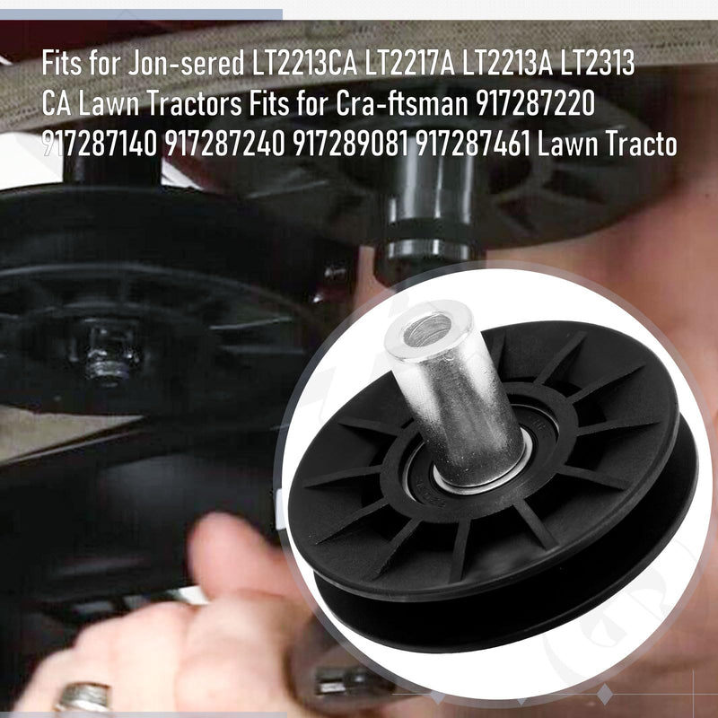 532194326 532407287 V-Groove Idler Pulley and 532194327 Flat Idler Pulley Set Compatible with Husqvarna Craftsman Sna-pper Poulan Jonsered Mower LTH1538 LGT2554 917287220 194326 194327 407287