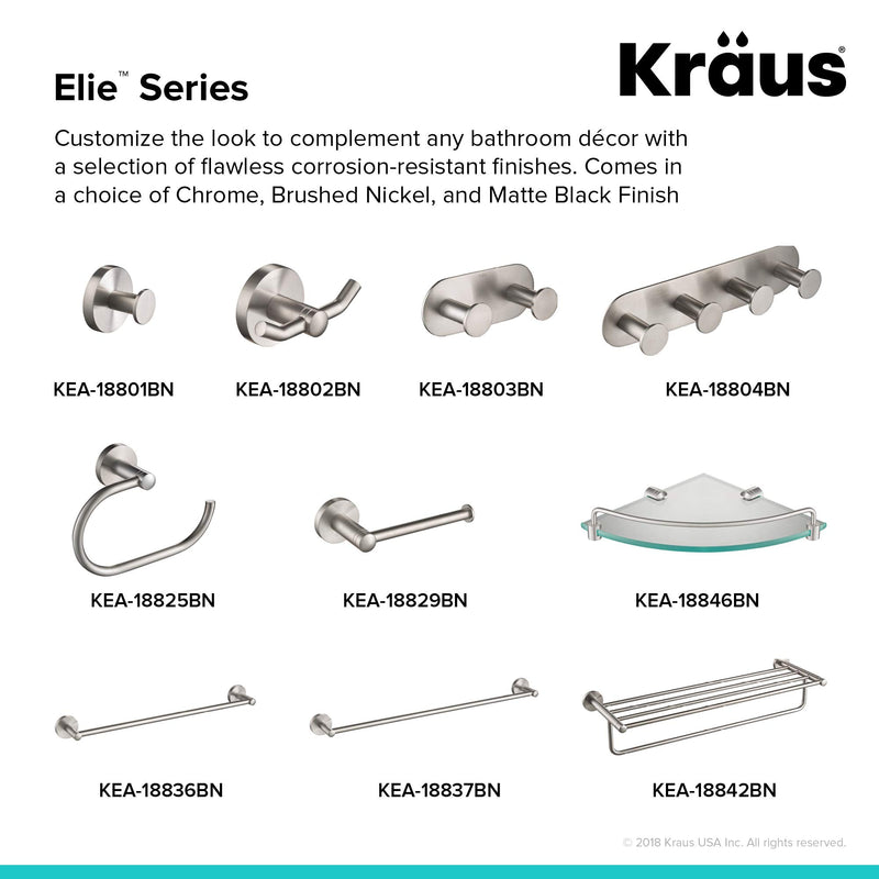 KRAUS Elie 24-inch Bathroom Towel Bar, Brushed Nickel Finish, KEA-18837BN