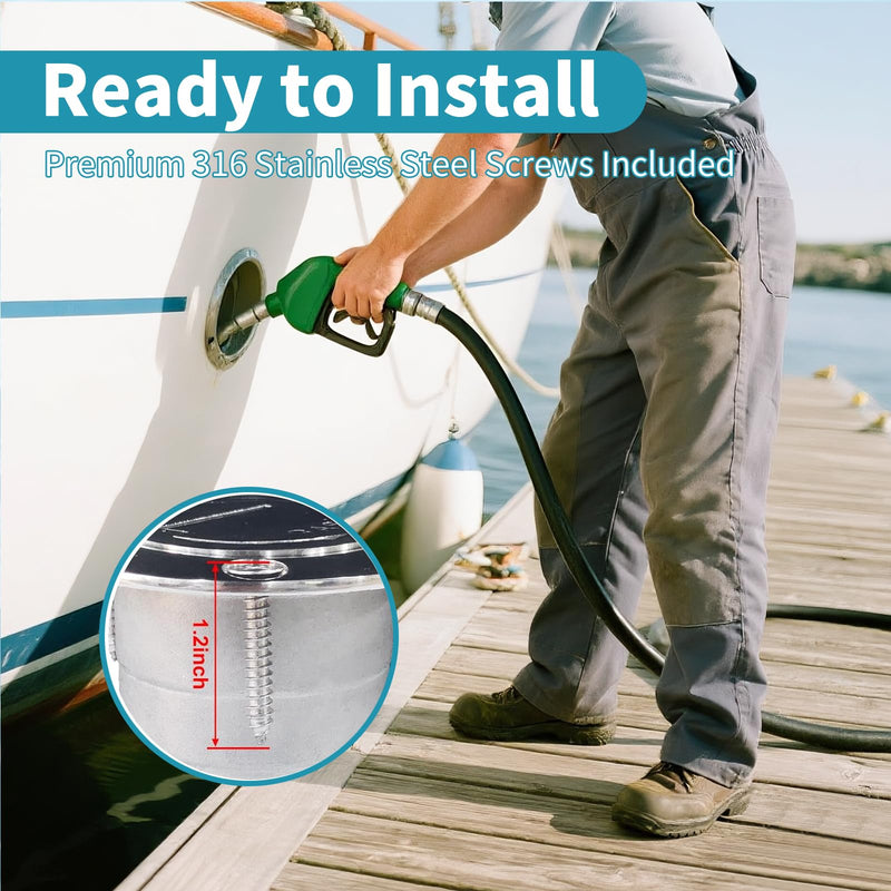 316 Stainless Steel Straight Diesel Deck Fill– Marine Boat Fuel Filler Neck & Secure Anti-Theft Access Diesel-Straight(1-1/2")