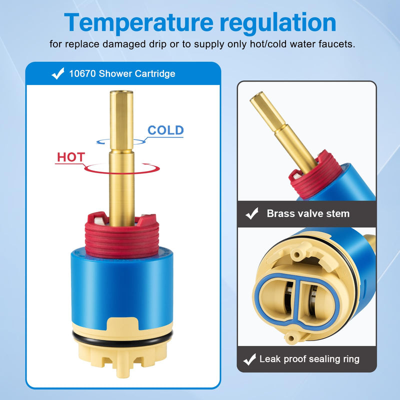 10670 Shower Cartridge, 4.25" JH02BJ HL-40 Shower Cartridge Compatible with Aqua source/Glacier Bay Single Handle Shower Faucet for Shower/Tub Faucet Cartridges Replacement