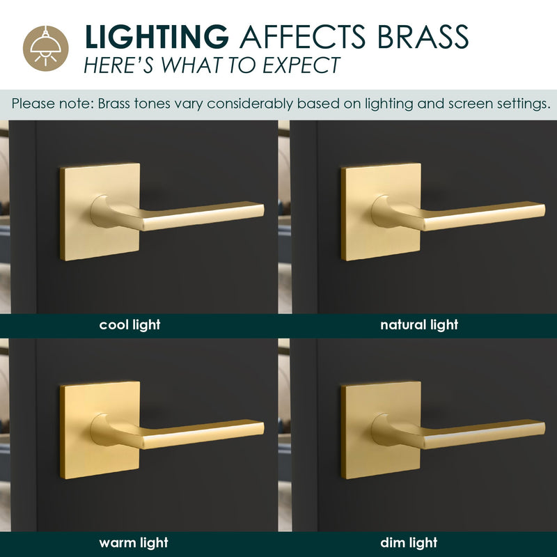 Mega Handles Prime Privacy Lever Door Handle for Hallway, Closet and Bathroom, Keyless Design Door Levers, Fits All Standard Door Sizes, Covered Screws Included - Satin Brass (1 Pack), 5'' 1 Pack