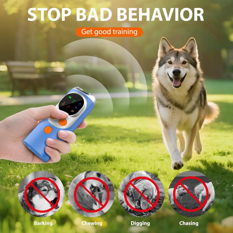 dessports Anti Barking Device for Dogs - 50FT Range Bark Shield for Stopping Bad Behavior - Ultrasonic Dog Bark Deterrent for Training (Blue) Blue